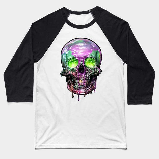 Liquid Sugar Skull - Punk skull candy slime drips 80s 90s Baseball T-Shirt by rolphenstien